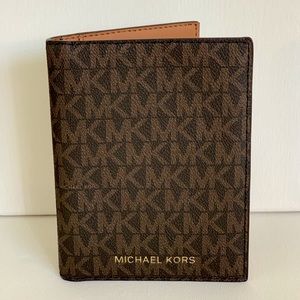 Michael Kors Leather Jet Set Passport Holder Wallet Brown